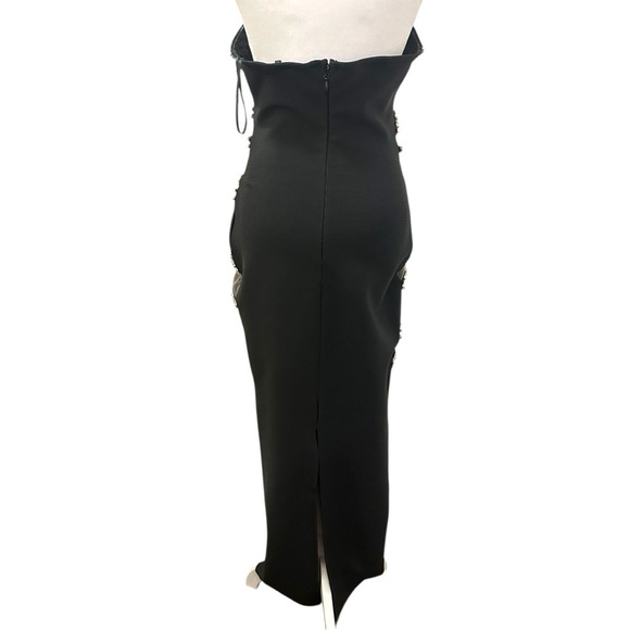 Las Vegas Formal Style Dress Size Elegant Black & Sliver Peek A Boo Lace - Picture 5 of 11